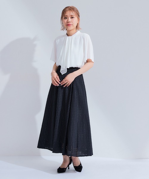 Petitjo(プッチージョ)の「小さいサイズ 綿混シアーチェック柄スカート 低身長さん・小柄女性(スカート・レディース・ブルー/ブラック/ホワイト・PSS/PS/PM/PL)」の7枚目の写真
