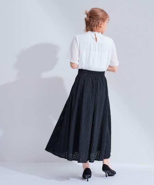 Petitjo(プッチージョ)の「小さいサイズ 綿混シアーチェック柄スカート 低身長さん・小柄女性(スカート・レディース・ブルー/ブラック/ホワイト・PSS/PS/PM/PL)」の8枚目の写真