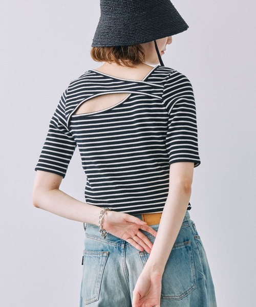 BABYLONE（バビロン）の「【81BRANCA】＜別注＞ボーダーカットソー（Tシャツ/カットソー・レディース・ブラック/ホワイト・フリー）」の2枚目の写真