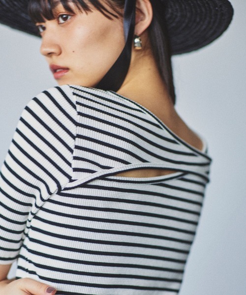 BABYLONE（バビロン）の「【81BRANCA】＜別注＞ボーダーカットソー（Tシャツ/カットソー・レディース・ブラック/ホワイト・フリー）」の3枚目の写真