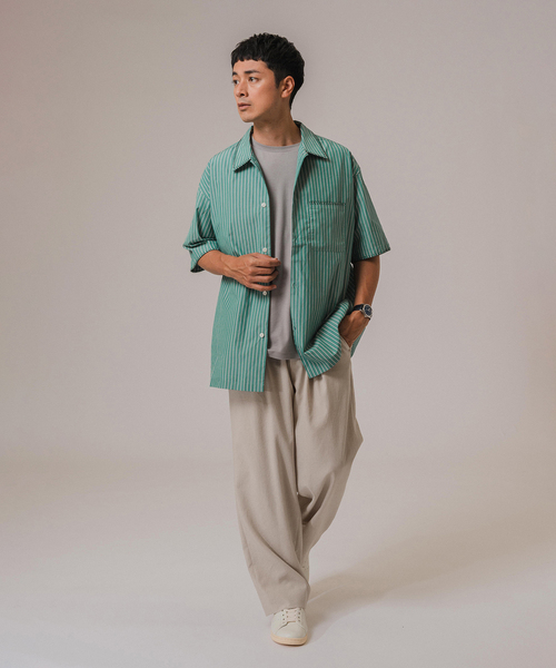 EDIFICE（エディフィス）の「ブランケットステッチ レギュラーカラー 半袖シャツ（シャツ/ブラウス・メンズ・ブルー系その他/ホワイト/ブラック/グリーン・LARGE/MEDIUM）」の13枚目の写真