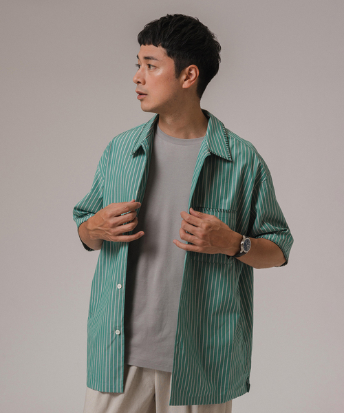 EDIFICE（エディフィス）の「ブランケットステッチ レギュラーカラー 半袖シャツ（シャツ/ブラウス・メンズ・ブルー系その他/ホワイト/ブラック/グリーン・LARGE/MEDIUM）」の15枚目の写真