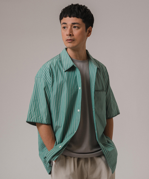 EDIFICE（エディフィス）の「ブランケットステッチ レギュラーカラー 半袖シャツ（シャツ/ブラウス・メンズ・ブルー系その他/ホワイト/ブラック/グリーン・LARGE/MEDIUM）」の16枚目の写真