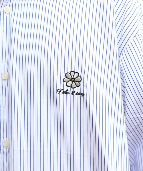 ８(eight)（エイト）の「フラワー刺繍脇シャーリング半袖シャツ（シャツ/ブラウス・メンズ・ホワイト/ブルー系その他/ブルー・LARGE/MEDIUM）」の14枚目の写真