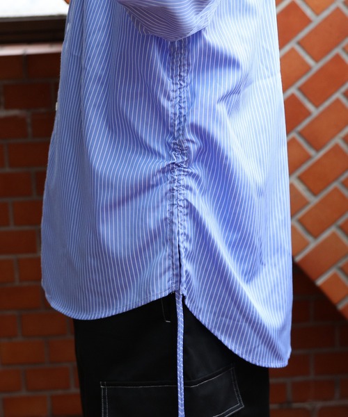 ８(eight)（エイト）の「フラワー刺繍脇シャーリング半袖シャツ（シャツ/ブラウス・メンズ・ホワイト/ブルー系その他/ブルー・LARGE/MEDIUM）」の9枚目の写真