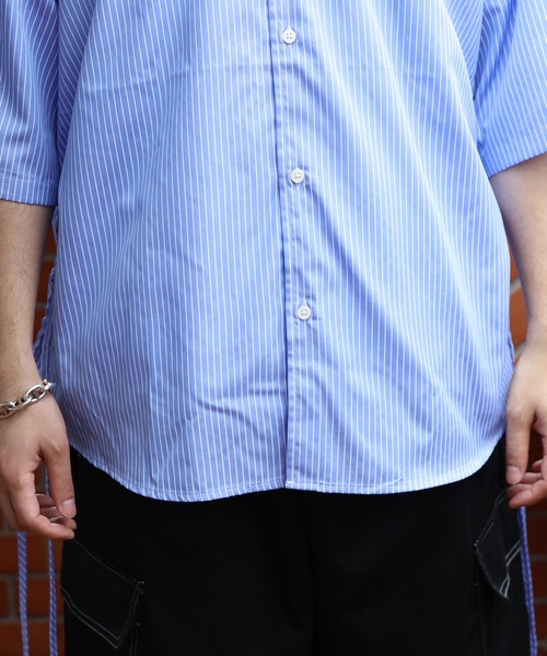 ８(eight)（エイト）の「フラワー刺繍脇シャーリング半袖シャツ（シャツ/ブラウス・メンズ・ホワイト/ブルー系その他/ブルー・LARGE/MEDIUM）」の11枚目の写真