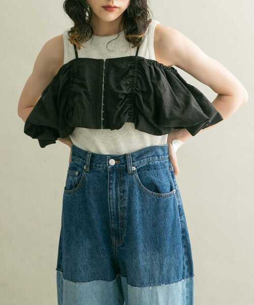 KBF（ケイビーエフ）の「2WAYパフスリーブビスチェ（その他トップス・レディース・ベージュ/ブラック/グレー・ONE）」の7枚目の写真