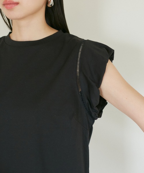 VIS(ビス)の「【洗える】シルケットポイントレースカットソー(Tシャツ/カットソー・レディース・ホワイト/ブラック/グリーン/ピンク・FREE)」の17枚目の写真