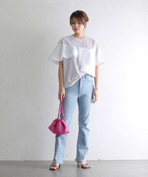 La TOTALITE(ラトータリテ)の「【MARECHAL TERRE/マルシャルテル】Ruffle Design T-shirt(Tシャツ/カットソー・レディース・ブラック/ホワイト/ライトグレー・FREE)」の6枚目の写真