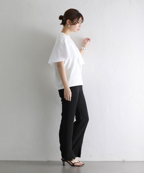 La TOTALITE(ラトータリテ)の「【MARECHAL TERRE/マルシャルテル】Ruffle Design T-shirt(Tシャツ/カットソー・レディース・ブラック/ホワイト/ライトグレー・FREE)」の9枚目の写真
