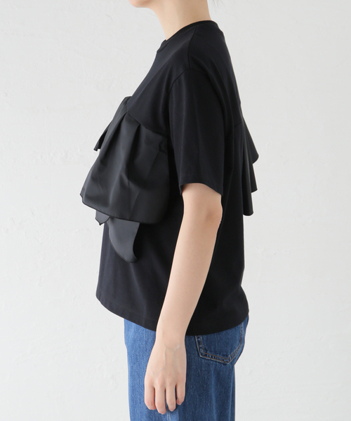 La TOTALITE(ラトータリテ)の「【MARECHAL TERRE/マルシャルテル】Ruffle Design T-shirt(Tシャツ/カットソー・レディース・ブラック/ホワイト/ライトグレー・FREE)」の13枚目の写真