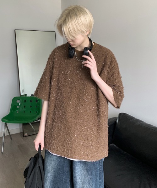 neos(ネオス)の「【FVLMEN】glitte shaggy halfsleeve tee/グリッター シャギー ハーフスリーブ T(Tシャツ/カットソー・メンズ・ホワイト/ブラック/ブラウン/ブルー・MEDIUM/LARGE/X-LARGE)」の3枚目の写真