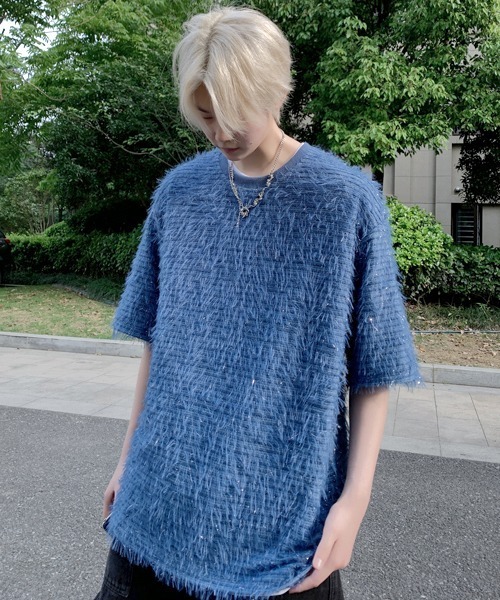 neos(ネオス)の「【FVLMEN】glitte shaggy halfsleeve tee/グリッター シャギー ハーフスリーブ T(Tシャツ/カットソー・メンズ・ホワイト/ブラック/ブラウン/ブルー・MEDIUM/LARGE/X-LARGE)」の5枚目の写真
