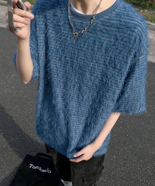 neos(ネオス)の「【FVLMEN】glitte shaggy halfsleeve tee/グリッター シャギー ハーフスリーブ T(Tシャツ/カットソー・メンズ・ホワイト/ブラック/ブラウン/ブルー・MEDIUM/LARGE/X-LARGE)」の6枚目の写真