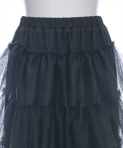 clear（クリア）の「チュール6段ティアードスカート[低身長用サイズ有 大人 フェミニン]≪再入荷≫（スカート・レディース・ブラック/アイボリー・F/XS）」の7枚目の写真