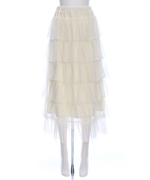 clear（クリア）の「チュール6段ティアードスカート[低身長用サイズ有 大人 フェミニン]≪再入荷≫（スカート・レディース・ブラック/アイボリー・F/XS）」の13枚目の写真