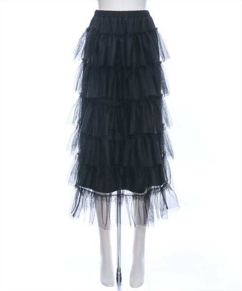 clear（クリア）の「チュール6段ティアードスカート[低身長用サイズ有 大人 フェミニン]≪再入荷≫（スカート・レディース・ブラック/アイボリー・F/XS）」の14枚目の写真