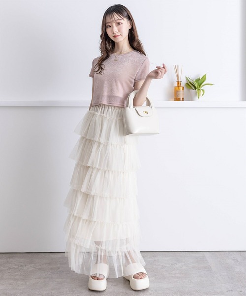 セール】チュール6段ティアードスカート[低身長用サイズ有 大人