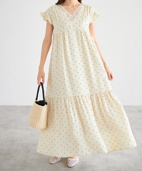 tocco closet(トッコ クローゼット)の「【ZOZO限定】バックリボンドットワンピース(ワンピース・レディース・オフホワイト/ブラック・M)」の5枚目の写真