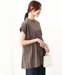MK MICHEL KLEIN | サッカーストライプ ウエストタックカットソー/洗える(Tシャツ/カットソー)