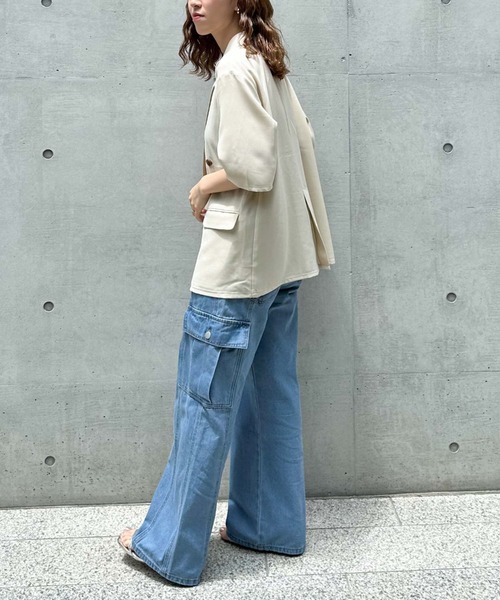 archives（アルシーヴ）の「ハーフスリーブ麻調テーラードジャケット（テーラードジャケット・レディース・モカ/ブラック/アイボリー・MEDIUM）」の9枚目の写真