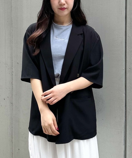 archives（アルシーヴ）の「ハーフスリーブ麻調テーラードジャケット（テーラードジャケット・レディース・モカ/ブラック/アイボリー・MEDIUM）」の17枚目の写真