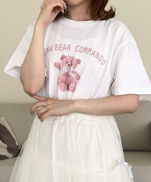 cuorequal(クオレコール)の「ベアプリント半袖Tシャツ(Tシャツ/カットソー・レディース・ホワイト・LARGE/MEDIUM/X-LARGE/SMALL)」の3枚目の写真