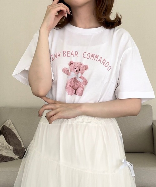 cuorequal(クオレコール)の「ベアプリント半袖Tシャツ(Tシャツ/カットソー・レディース・ホワイト・LARGE/MEDIUM/X-LARGE/SMALL)」の4枚目の写真