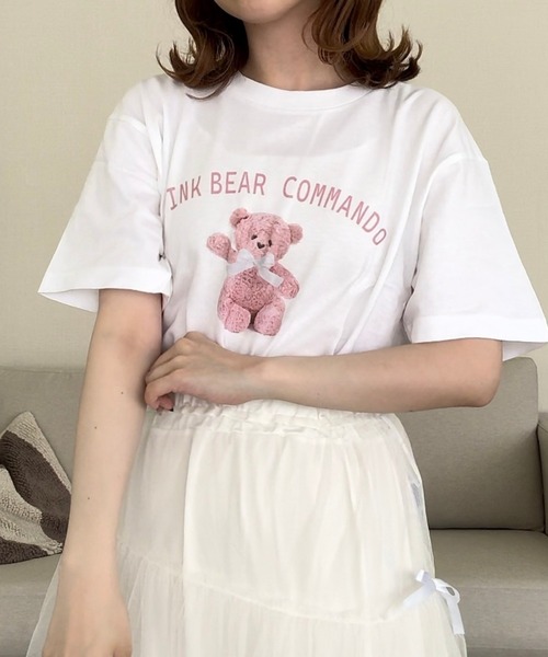 cuorequal(クオレコール)の「ベアプリント半袖Tシャツ(Tシャツ/カットソー・レディース・ホワイト・LARGE/MEDIUM/X-LARGE/SMALL)」の5枚目の写真