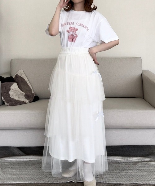 cuorequal(クオレコール)の「ベアプリント半袖Tシャツ(Tシャツ/カットソー・レディース・ホワイト・LARGE/MEDIUM/X-LARGE/SMALL)」の6枚目の写真