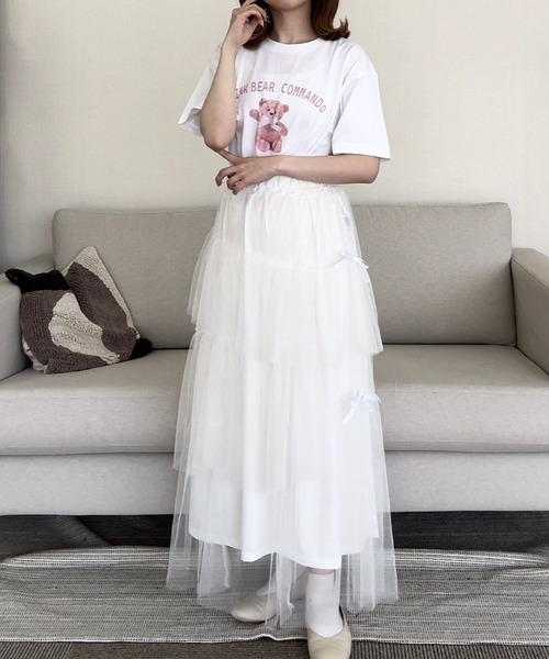 cuorequal(クオレコール)の「ベアプリント半袖Tシャツ(Tシャツ/カットソー・レディース・ホワイト・LARGE/MEDIUM/X-LARGE/SMALL)」の7枚目の写真
