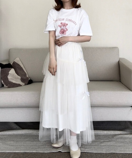 cuorequal(クオレコール)の「ベアプリント半袖Tシャツ(Tシャツ/カットソー・レディース・ホワイト・LARGE/MEDIUM/X-LARGE/SMALL)」の8枚目の写真