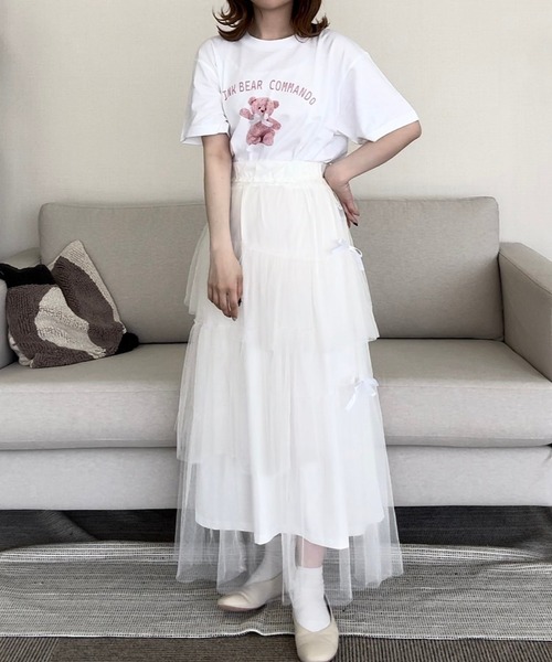 cuorequal(クオレコール)の「ベアプリント半袖Tシャツ(Tシャツ/カットソー・レディース・ホワイト・LARGE/MEDIUM/X-LARGE/SMALL)」の9枚目の写真