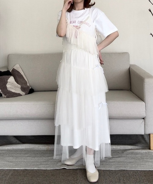 cuorequal(クオレコール)の「ベアプリント半袖Tシャツ(Tシャツ/カットソー・レディース・ホワイト・LARGE/MEDIUM/X-LARGE/SMALL)」の10枚目の写真