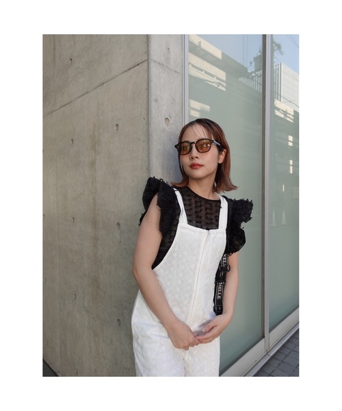 JUMELLE(ジュメロ)の「eyelet lace overall【低身長~高身長】(サロペット/オーバーオール・レディース・ホワイト・MEDIUM/SMALL)」の15枚目の写真
