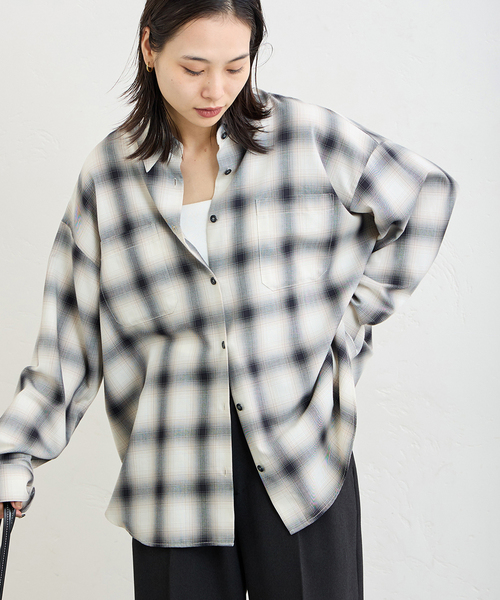 美品 24AW JOURNAL STANDARD ジャーナルスタンダード ソフトチェッククロスシャツ F ブラック ブラウン レディース 古着 中古 USED JOURNAL STANDARD（ジャーナルスタンダード）の「ソフトチェッククロス