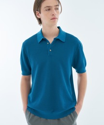 ESTNATION / コットンリネンニットポロシャツ