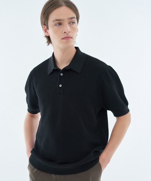 ESTNATION（エストネーション）の「ESTNATION / コットンリネンニットポロシャツ（ポロシャツ・メンズ・ブラウン/ターコイズブルー/ブラック・MEDIUM/LARGE/SMALL）」の2枚目の写真