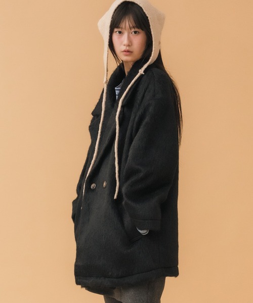 セール】【新色追加】ミドル丈シャギーダブルテーラードジャケット