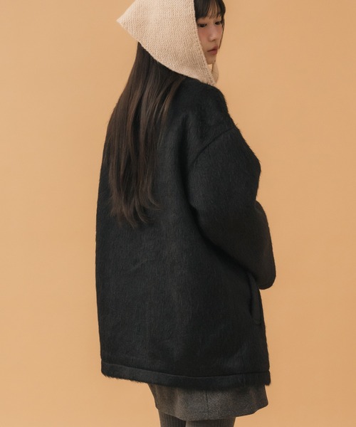 セール】【新色追加】ミドル丈シャギーダブルテーラードジャケット