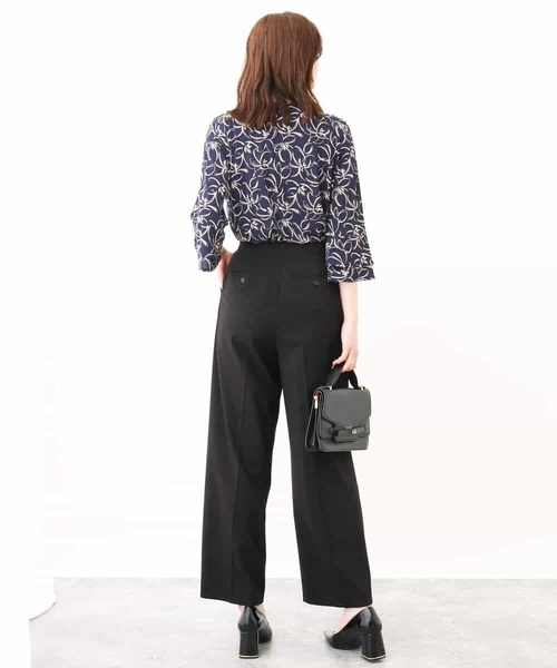 OFUON le MK（オフオンルエムケー）の「ウエストタックストレッチワイドパンツ/洗える（スラックス・レディース・ブラック/グレー・40/38/36）」の5枚目の写真