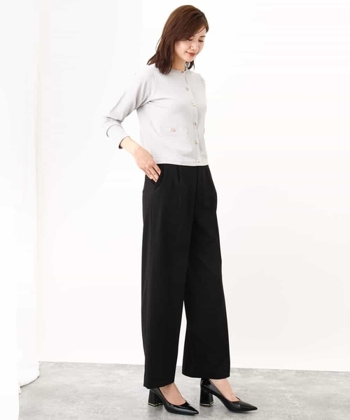 OFUON le MK（オフオンルエムケー）の「ウエストタックストレッチワイドパンツ/洗える（スラックス・レディース・ブラック/グレー・40/38/36）」の14枚目の写真