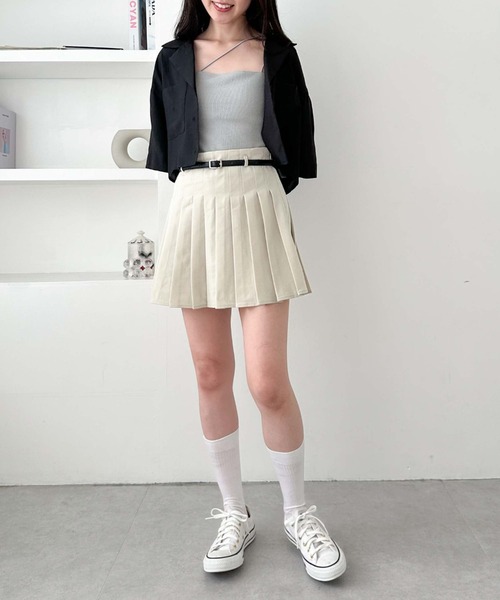 archives（アルシーヴ）の「ベルト付きプリーツミニスカート（スカート・レディース・ブラック/アイボリー/グレー・MEDIUM）」の18枚目の写真