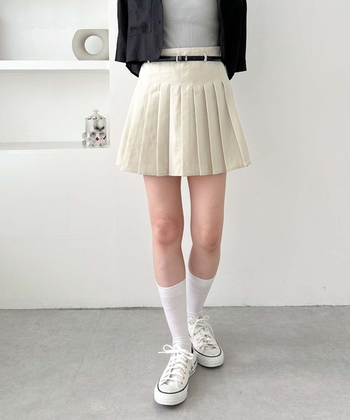 archives（アルシーヴ）の「ベルト付きプリーツミニスカート（スカート・レディース・ブラック/アイボリー/グレー・MEDIUM）」の12枚目の写真