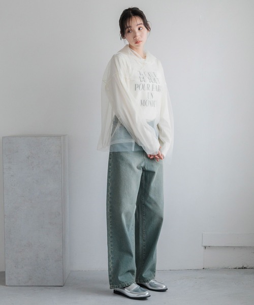 LOWRYS FARM（ローリーズファーム）の「コンパクトプリントＴＬＳ 133782（Tシャツ/カットソー・レディース・チャコールグレー/ブルー/ホワイト/イエロー・FREE）」の6枚目の写真