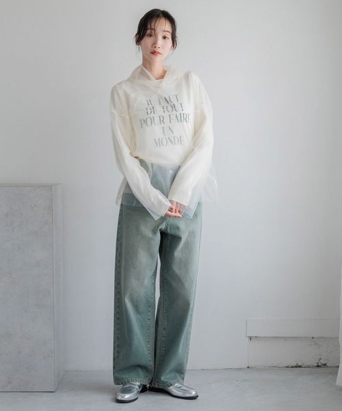 LOWRYS FARM（ローリーズファーム）の「コンパクトプリントＴＬＳ 133782（Tシャツ/カットソー・レディース・チャコールグレー/ブルー/ホワイト/イエロー・FREE）」の7枚目の写真