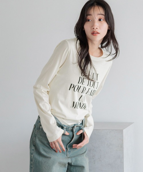 LOWRYS FARM（ローリーズファーム）の「コンパクトプリントＴＬＳ 133782（Tシャツ/カットソー・レディース・チャコールグレー/ブルー/ホワイト/イエロー・FREE）」の11枚目の写真