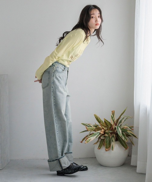 LOWRYS FARM（ローリーズファーム）の「コンパクトプリントＴＬＳ 133782（Tシャツ/カットソー・レディース・チャコールグレー/ブルー/ホワイト/イエロー・FREE）」の19枚目の写真