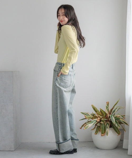 LOWRYS FARM（ローリーズファーム）の「コンパクトプリントＴＬＳ 133782（Tシャツ/カットソー・レディース・チャコールグレー/ブルー/ホワイト/イエロー・FREE）」の20枚目の写真