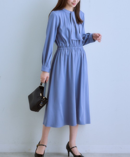 7days Life Styling(セブンデイズライフスタイリング)の「ボウタイが取り外せる2WAYワンピース(ワンピース・レディース・モカ/グレー系/ブラック・LL/L/M/S)」の8枚目の写真